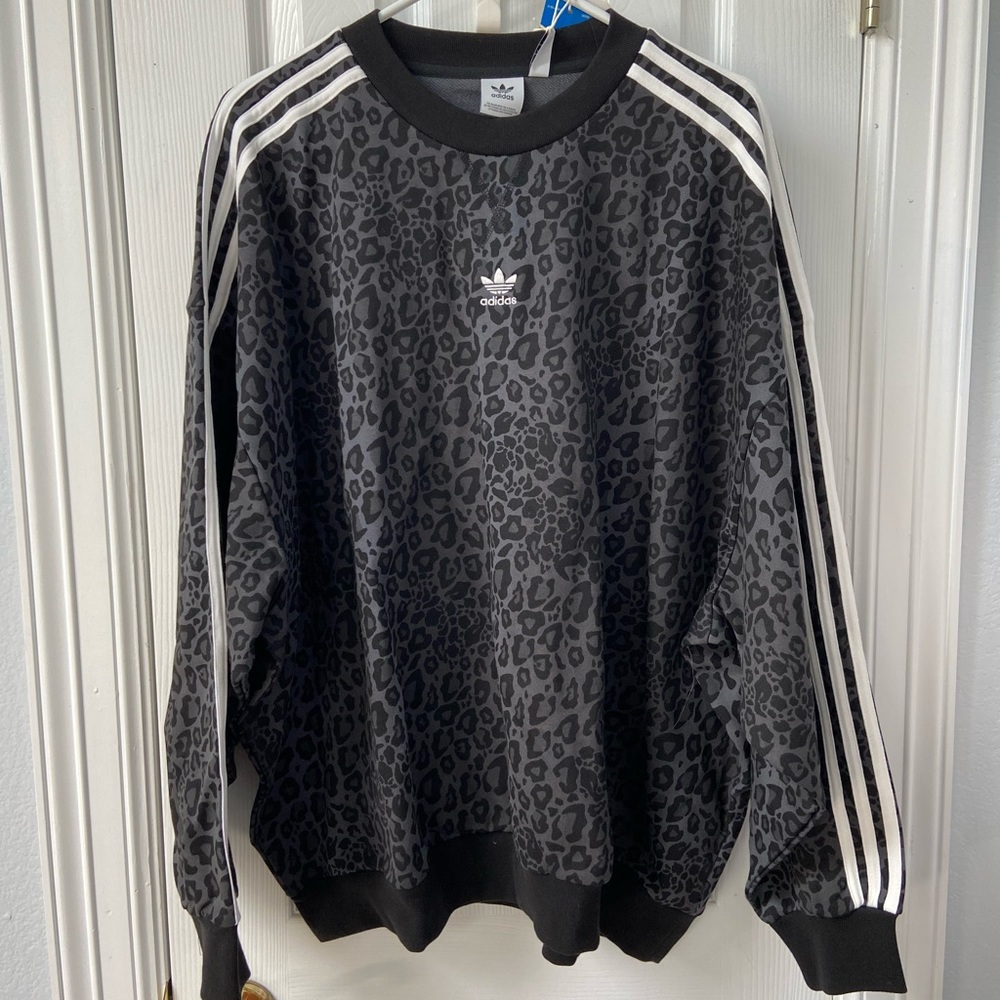 Adidas Cheetah Print Logo Crewneck